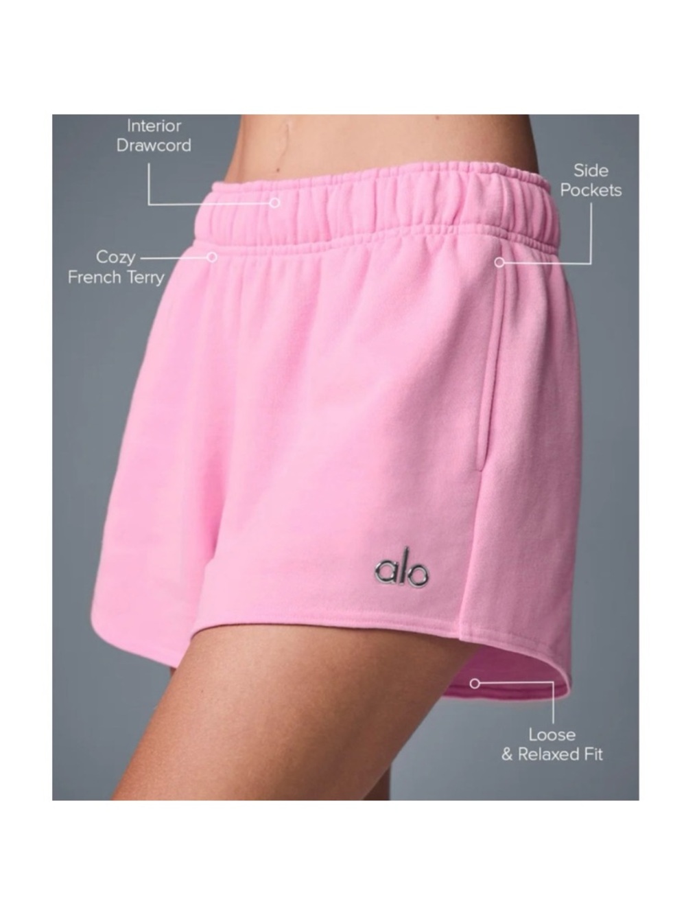 Alo accolade pink sweat shorts